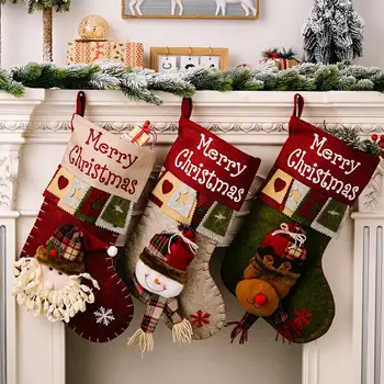 1 / 4шт Окачен Коледен чорап, подаръчен пакет, Голям Коледен отглеждане, подаръчен пакет, Украшения за елхи, Коледни Чорапи, опаковки за шоколадови бонбони
