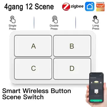 1-Hristo ZigBee Smart Wireless Button Scene Switch 12 Сцени Безжичен Ключ за Дистанционно Управление на Приложение 4 gang Smart Home Life Devices