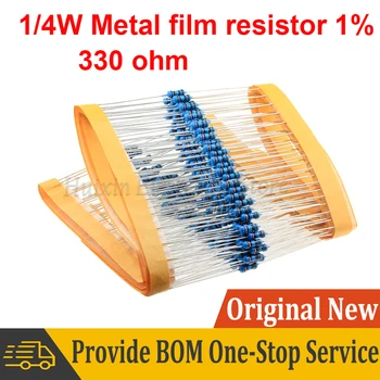 100шт 330 Ома 1/4 0,25 W W 330R Метален филмът резистор 1% чисто Нов и оригинален