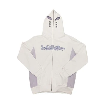 2023 Мъжки hoody със звездна принтом с писмото принтом Harajuku High Street Hoody с качулка Y2K Градинска облекло в стил хип-хоп, готик, свободна яке с цип, палто