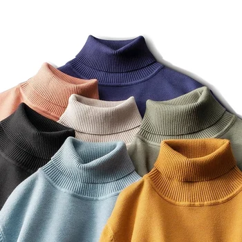 2024 есенно-зимния нов мъжки топъл пуловер с висока воротом, модерен корейски удобен пуловер утолщенного на марката