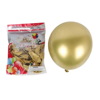 50 Броя 10-инчови Метални латексови балони, Дебели Хромирани Лъскавите Метални Перлени балони Globos за декор парти - Злато