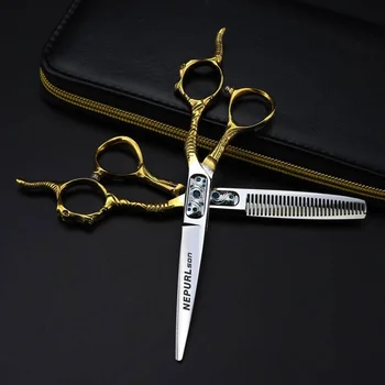 6-инчови ножица за подстригване на коса от стомана 9CR Фризьорски салон директни филировочные ножици Фризьорски принадлежности на Кабинковия инструмент