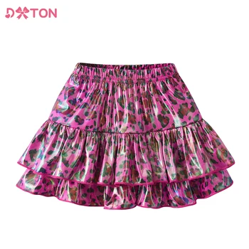 DXTON/ Модни поли с леопардовым принтом за момичета, детски многопластова пола за танци, балет, мини-поли Принцеси за момичета, летни дрехи