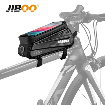 JIBOO, Нова Велосипедна bag-държач за мобилен телефон, Водоустойчива чанта за велосипедную рамката от изкуствена кожа, твърда обвивка, Двойна светкавица, Пътна МТБ чанта, Аксесоари за Велосипеди