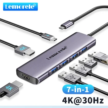 Lemorele TC66 C USB ХЪБ USB 3.0 Докинг станция USB Type-C с двоен HDMI За Macbook Air Pro iPad Pro M2 M1 PC Удължител за 2 различни