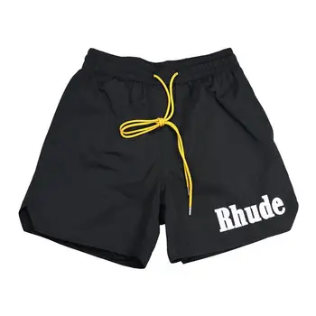 RHUDE Мъжки къси панталони 2023 Летни Нови Обикновена Бродирани Емблеми с писмото принтом, Свободни Непринуден Модерни Спортни Плажни панталони За жени