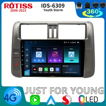 Rotiss QLED 1280*800 8 Ядрен Android Радиото в автомобила На Toyota Land Cruiser Prado LC150 2009-2013 AutoCarPlay Стерео 4G WIFI GPS Екран