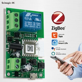 Sasha Smart Wifi Switch 1CH Реле Zigbee Модул Превключване RF 433 Mhz Отварачка Гаражна Врата Smart Life APP Voice за Алекса Google