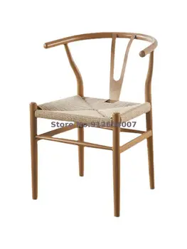 Y стол Скандинавски трапезария стол с домакинство на облегалката на дървен стол в китайски стил стол Тайши чай стол от масивно дърво прост ротанговый подлакътник
