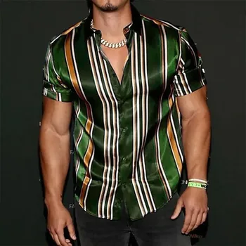 Y2K Лятна Мъжки Реколта Риза на Райета, Модни и Ежедневни Луксозна Риза, Модерен Мъжки Хавайски Ризи с Къс ръкав, Blusas Chemise Homme