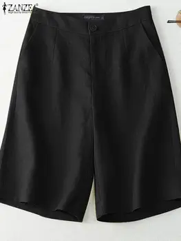 ZANZEA Модни Градинска дрехи, Дамски ежедневни панталони-зреещи, Летни Панталони с ципове отпред, женски обикновена реколта панталони Оверсайз