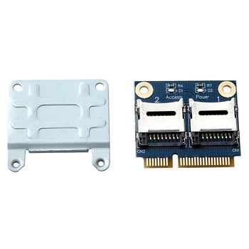 Адаптер Mini Pci-E 2 SSD твърд ДИСК За лаптоп с две карти Micro-SD SDHC SDXC TF за четене на карти памет, Mini PCIe, mPCIe за 2 карти Mini-Sd