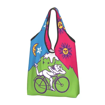 Албърт Хофман LSD Bicycles Дневната чанта за пазаруване на продукти, Забавна чанта за пазаруване, чанта за Преносим парти с киселинните промокашками