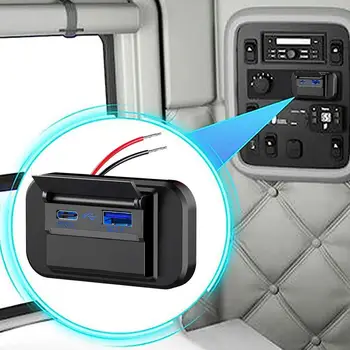 Бързо зареждане на PD Type C с два USB-порта, зарядно устройство за автомобил автобус, захранващ адаптер 12 v/24, на USB на панела на храни с Swith за морски мотоциклети