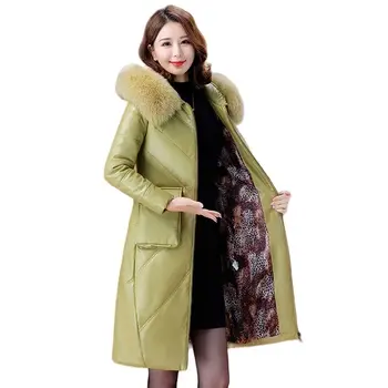Дамско зимно палто от естествена кожа Haining, дебел пуховик, майка на средна и в напреднала възраст да Носят дълги шуби голям размер