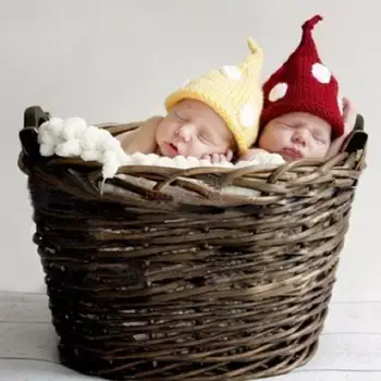 Детска празнична шапка за фотография 0-1месяца, Коледна шапчица, Бини, костюм за снимки на новородени, Вязаная шапчица за фотосесия на бебета