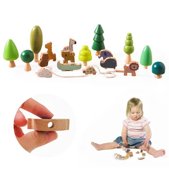 Детски Дървени играчки Монтесори, градивни елементи за животни, Балансировочные дървени блокове, детски пъзели, играчки за ранното развитие подарък на новородено