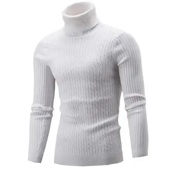 Есенно-зимния топло обикновен пуловер с висока воротом, мъжки пуловер, фин пуловер, мъжки вязаный пуловер, Долната риза
