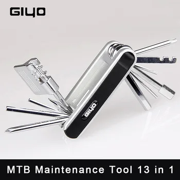 Инструмент за обслужване Giyo МТБ 13 в 1 Гаечен ключ за шоссейного под наем, шестограмен ключ, лост за гуми, инструменти за велосипед верига, мини-набор от инструменти за ремонт на велосипеди
