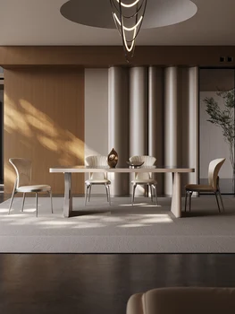 Италиански лесен маса за хранене луксозни от масивно дърво, модерна и лесна хол, висококачествен правоъгълна маса за хранене