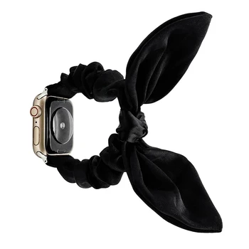 Каишка-гумена лента за Apple Watch с лък-пеперуда/заячьими уши, Текстилен Еластична Гривна-Дъвка за Жени и Момичета, 40/41/44 мм