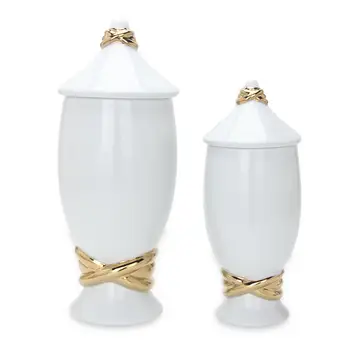 Керамична ваза-ваза с Цветя композиция и джинджифил в банката за Юбилей кафенета