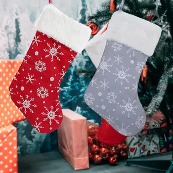 Коледен Подаръчен пакет, Чорапи за Коледното парти, за Многократна употреба Възли Коледни Чорапи с Плюшено Покрив във формата на Снежинки, Празнична на Коледа, за Парти