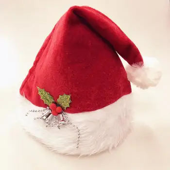 Коледна шапка в стила на Дядо Коледа Коледна шапка Празнични шапки на Дядо Коледа Атрактивни коледни аксесоари за деца и възрастни с една плюшена тапицерия