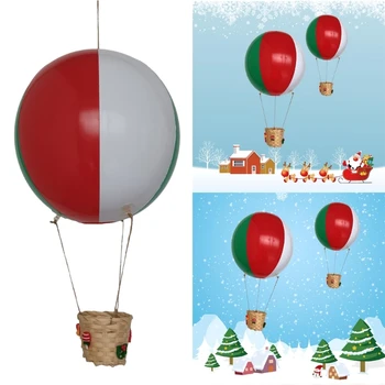 Коледни хартиени фенери с балон за еднократна употреба, окачен балон с бамбукова кошница за съхранение подаръци под формата на куклен театър-елфи
