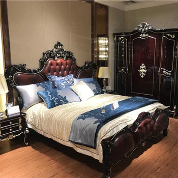 легло King Size в европейски стил royal мебели, антични златни хотелски спални слушалки
