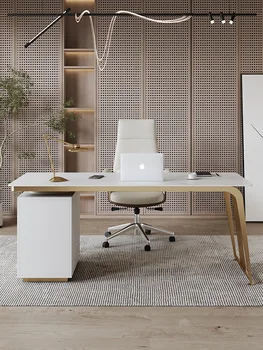Лесен луксозен бюро в стил рок, модерен минималистичен офис маса, домашно задание за компютърни маса, работна маса, за да се учат, бюро
