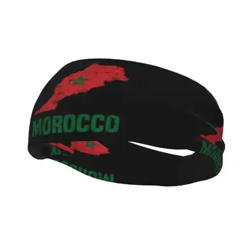 Мароко, Марокански флаг, спортни спортни ленти за тренировки, бързосъхнеща превръзка на главата за жени и мъже