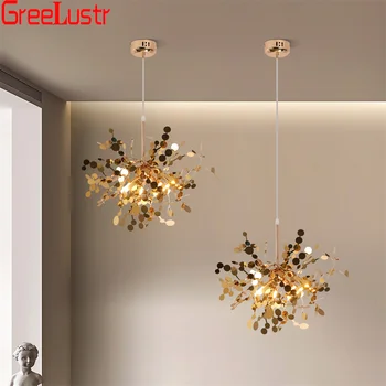 Модерен златен/сребърен led окачен лампа, фейерверковые полилеи, лампа, окачена лампа Dandelion G9 за фоайе, коридор, спалня