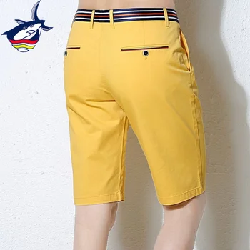 Модерен Мъжки Маркови Панталони Tace & Sark от 97% Памук, Дишащи Ежедневни мъжки Панталони До Коляното, Жълто-Червени Панталони, Големи Размери от 38