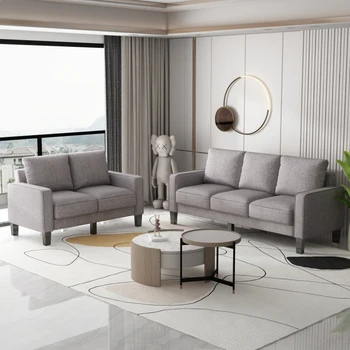 Модерни мебели за дневна Диван от светлосив плат 2 + 3 места, лесно монтируемый за вътрешната мебели за всекидневната