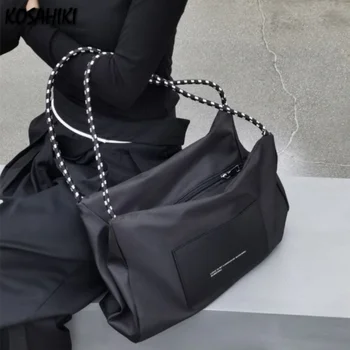 Модни Проста Японската Спортна чанта с Голям капацитет, Реколта Универсална Эстетичная Дамска чанта Y2k, Корейски Ежедневни Спортни чанти през рамо