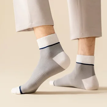 Мъжки пролет-лято тънки чорапи дишащи, от чист памук, абсорбиращи потта и дезодорирующие чорапи за мъже