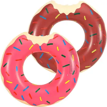 Надувное пръстен за Плуване Сладък Поничка Плувки За басейн За деца и Възрастни Розово-Кафяв PVC Тръба за плуване, от жизнено значение за Парти в Басейна