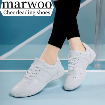 Обувки за черлидинга Marwoo; Детски танцови обувки; обувки за аеробика; Обувки за фитнес; Женска, бяла, спортни обувки за джаз SG02