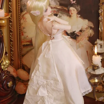Оригиналният дизайн на БЖД пола, Beautiful1/4 1/5 кукла облекло бяла сватбена рокля Безплатна доставка
