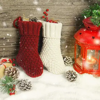 Персонални Коледни чорапи, Коледни Чорапи в стил кънтри Възли декорация за коледната елха Коледни чорапи Вълнени