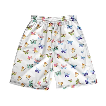 Плажни шорти с пеперуди, мъжки и дамски дрехи, ежедневни панталони с 3D дигитален печат, моден тренд, чифт панталони