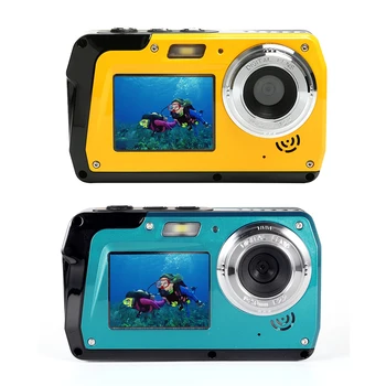 Подводни камери 4K 30 кадъра в секунда, Цифрова камера 1080P, IPS, двоен екран, Защита от разклащане, разпознаване на лица игри за родители и деца, когато плават