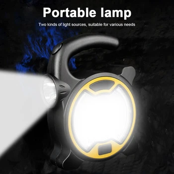 Преносими фенерчета COB LED, 2 режима на осветление, Походный фенерче на батерии, мини-преносим с дръжка за риболов, разходки