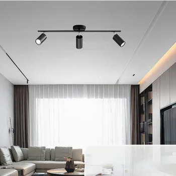 Прожектор с 3 глави, черен led лампа с регулируем ъгъл на наклона за всекидневна, кухненски уреди, спалня, ресторант, бар, декоративни лампи
