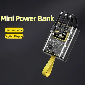 Прозрачен Power bank 20000 ма Бързо Зареждане на Powerbank за iPhone 14 Xiaomi Мини Преносими Зарядно Устройство Poverbank с Фенерче