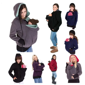 Пуловер с качулка и Кенгуру за мама, яке, дрехи за бременни, утепленное палто за бременни, отглеждане на дете, Зимен марка