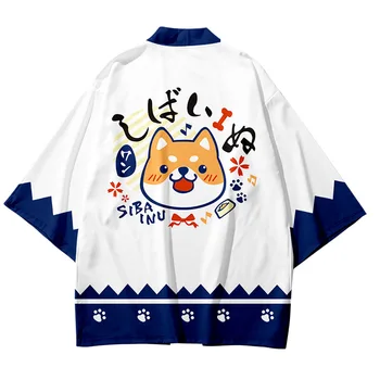 Риза-Кимоно с шарени Shiba-Ин, Облекло в традиционен стил хаори, Жени, Мъже, Градинска дрехи от Японската Аниме, Жилетка, Юката, на Cosplay