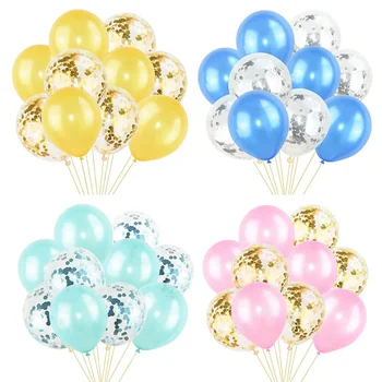 Смесени балони с конфети, честит Рожден Ден, Гелиевые украса от балони, Сватбен фестивал, Латексови балони, за да проверите за партита